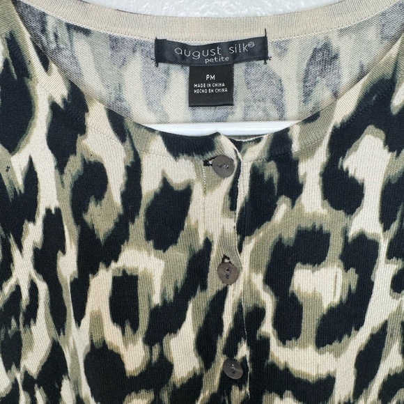 August Silk Leopard Print Cardigan Black Womens Button Down Sweater - Picture 6 of 6